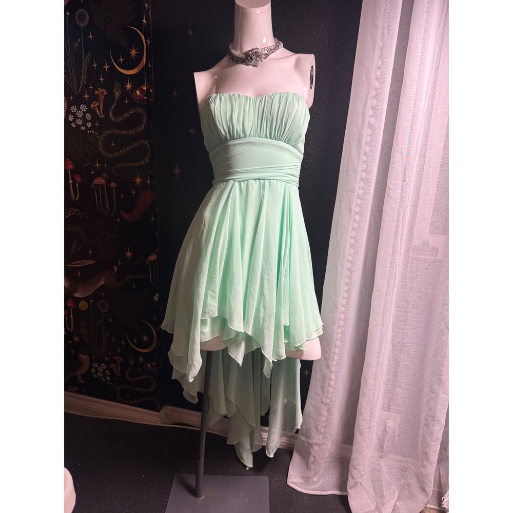 Windsor Mint Green Strapless High-Low Handkerchief Hem Formal Dress Sweetheart